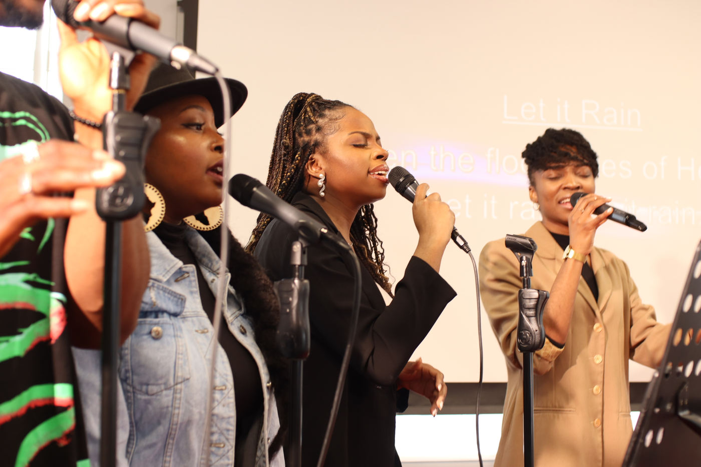 The praise and worship team singing